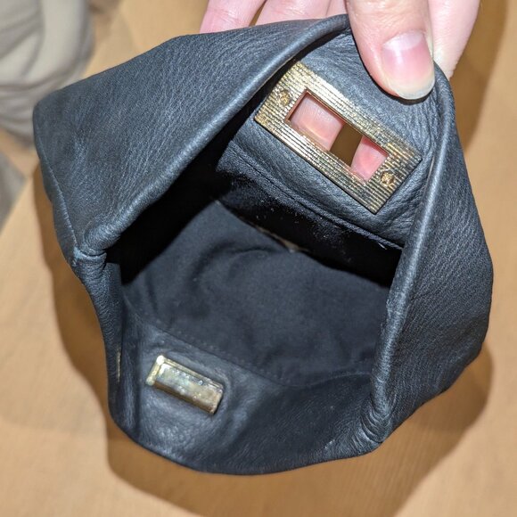 Pietro Alessandro NYC black flap over handbag purse turn lock chain leather - Picture 7 of 7